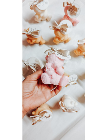 Velas Osito con peluche con lazo