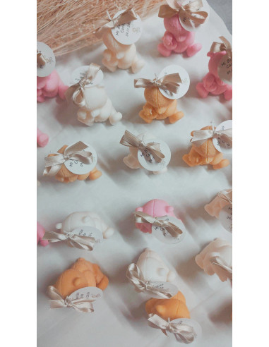 Velas Osito con peluche con lazo