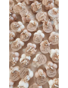 Velas mini bubble con flores en parte superior