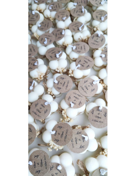 Velas mini bubble con flores y lazo enmedio