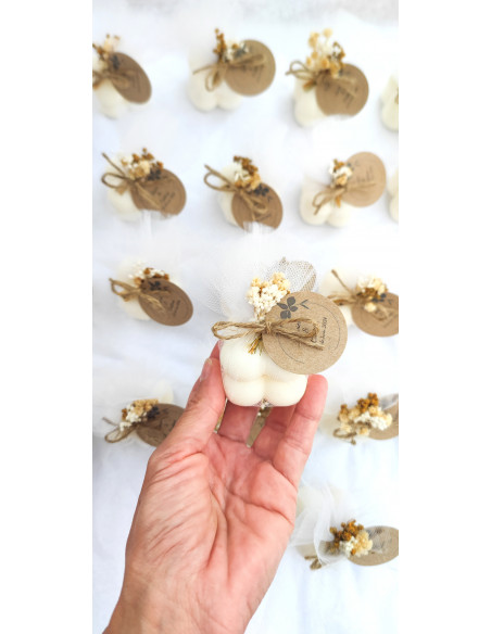 Velas Mini Bubble con tul y lazo de yute