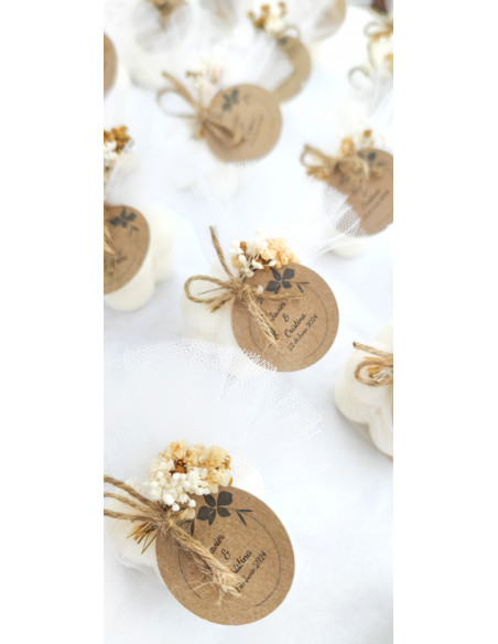 Velas Mini Bubble con tul y lazo de yute