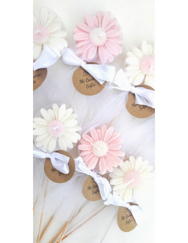 Piruletas Velas Margaritas con tul Piruletas Velas Margaritas con tul