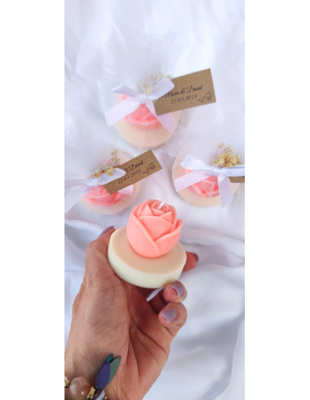 Vela de Rosa con Base y Tul