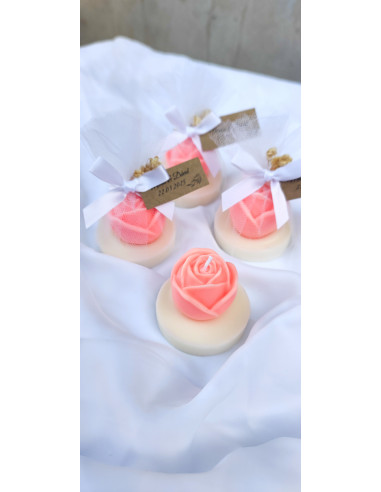 Vela de Rosa con Base y Tul Vela de Rosa con Base y Tul