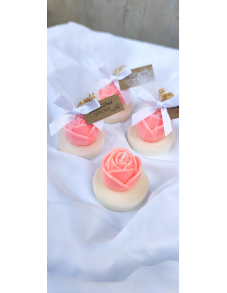 Vela de Rosa con Base y Tul