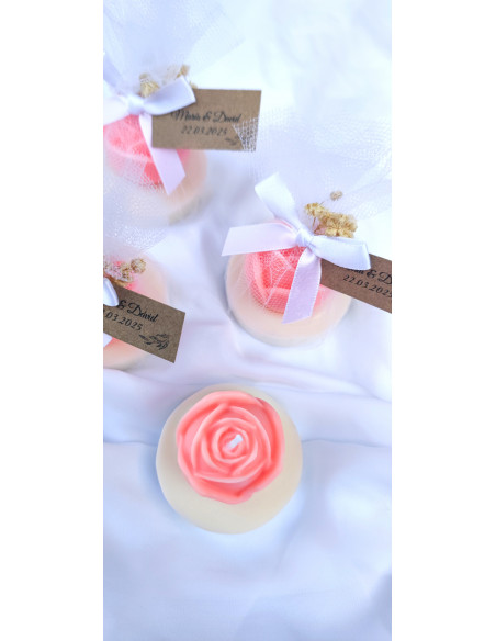 Vela de Rosa con Base y Tul