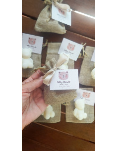 Velas Osito con saquito de yute