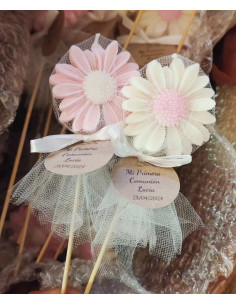 Piruletas Velas Margaritas con tul