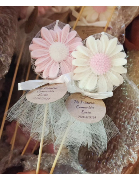 Piruletas Velas Margaritas con tul