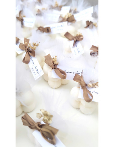 Velas Mini Bubble con tul y lazo satén Velas Mini Bubble con tul y lazo satén